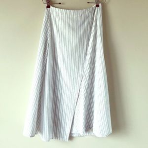 Theory Ivory/Black Stripe Placket Flounce Skirt